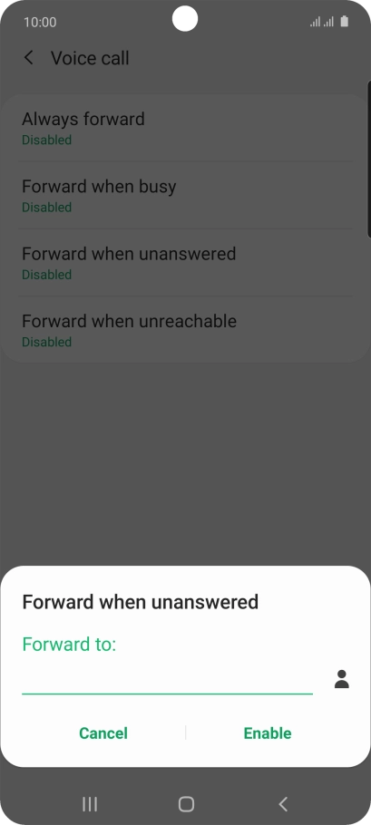 Key in (prefix) 5 (your phone number) and press Enable.