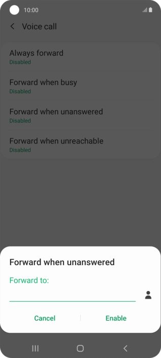 Key in (prefix) 5 (your phone number) and press Enable.