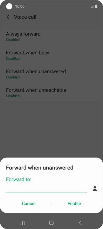 Key in (prefix) 5 (your phone number) and press Enable.