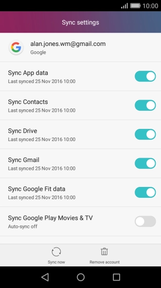 Press Sync Contacts to turn on the function.