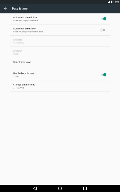 Press Automatic time zone to turn on the function.