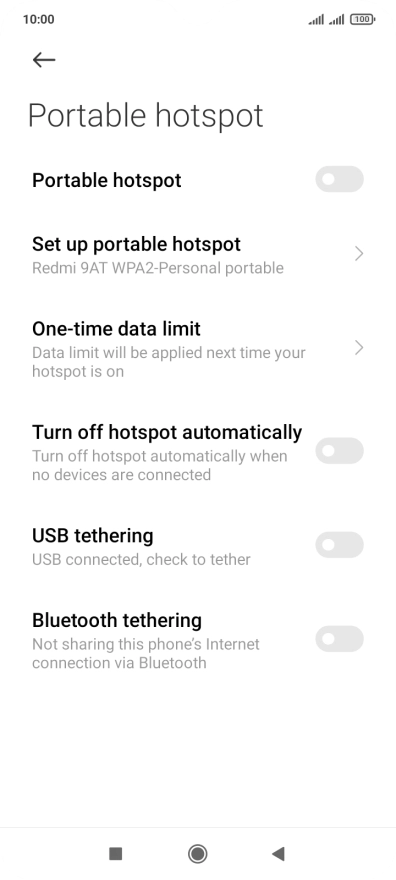 Press Set up portable hotspot.