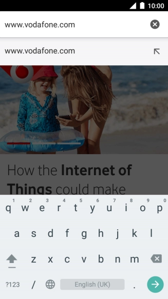 Key in the address of the required web page and press arrow right.