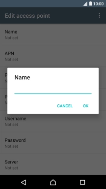Key in Vodafone Internet and press OK.
