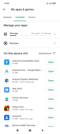 Press the required app.