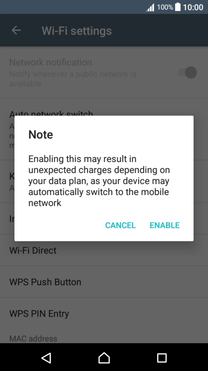 If you turn on the function, press ENABLE.