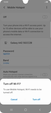 If Wi-Fi is turned on, press Turn off.