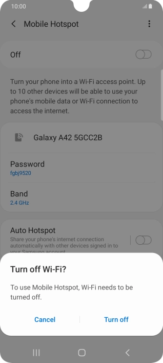 If Wi-Fi is turned on, press Turn off.