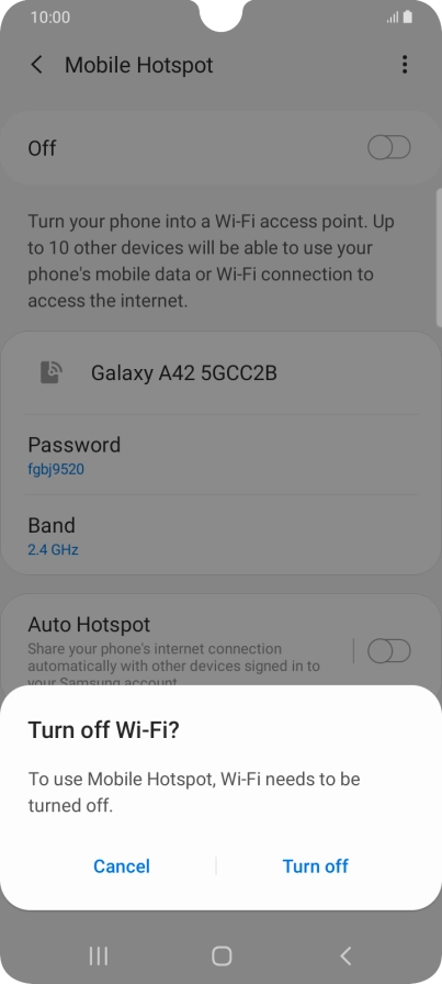 If Wi-Fi is turned on, press Turn off.