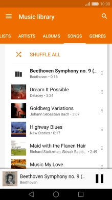 Press the song title at the bottom of the screen.