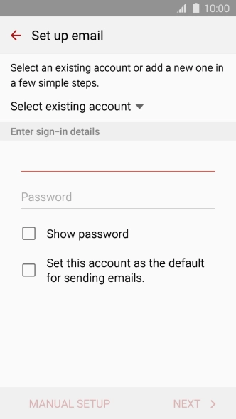 Press Password and key in the password for your email account.