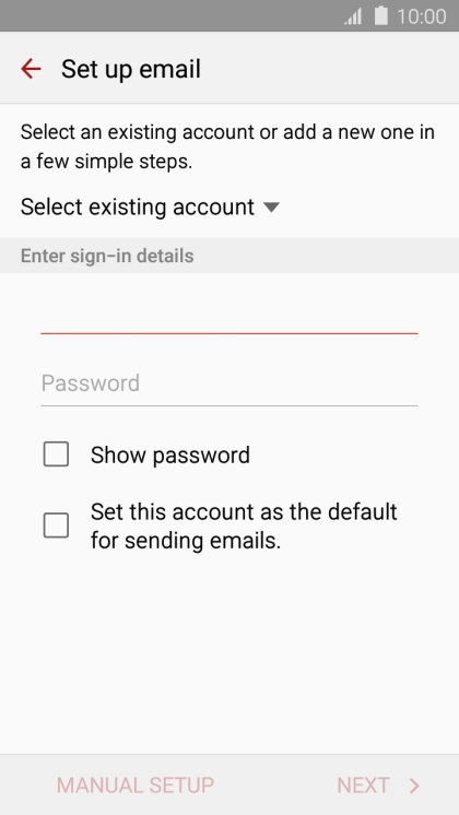 Press Password and key in the password for your email account.