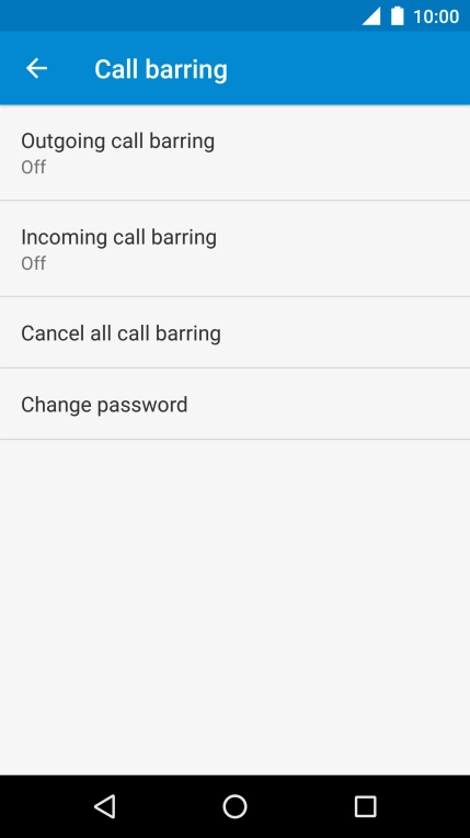 Press the required barring type.