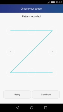 Slide your finger across the screen to connect at least four points and press Continue.