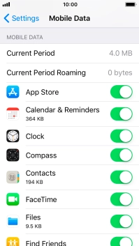 Press the indicator next to the required application to turn the function on or off.