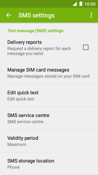 Press SMS service centre.