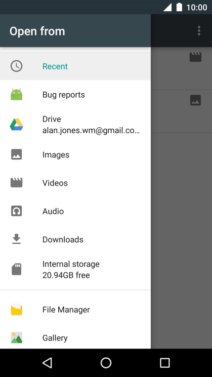 Press File Manager and find the required file.