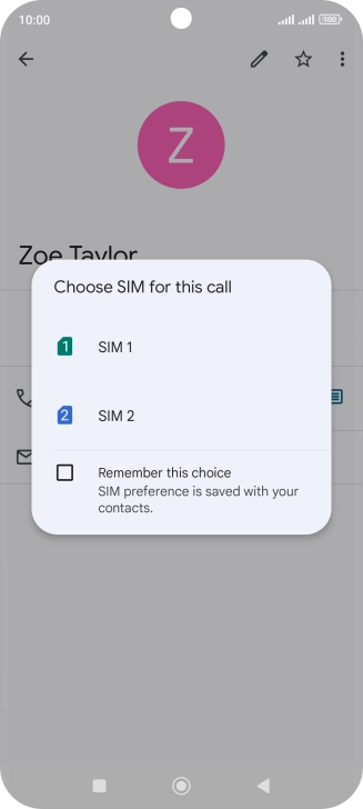 Press the required SIM.