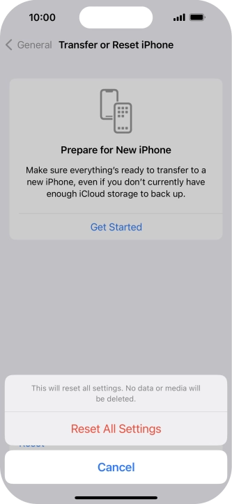 Press Reset All Settings.