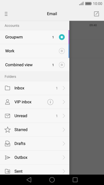 Press the required email account.
