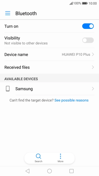 Press the required Bluetooth device and follow the instructions on the screen to pair the device with your phone.