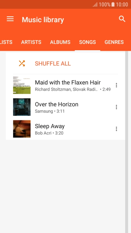 Press the required audio file.