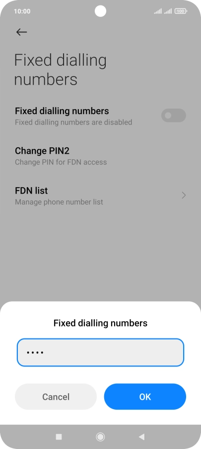 Key in your PIN2 and press OK.