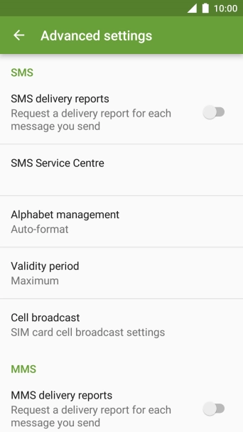Press SMS Service Centre.