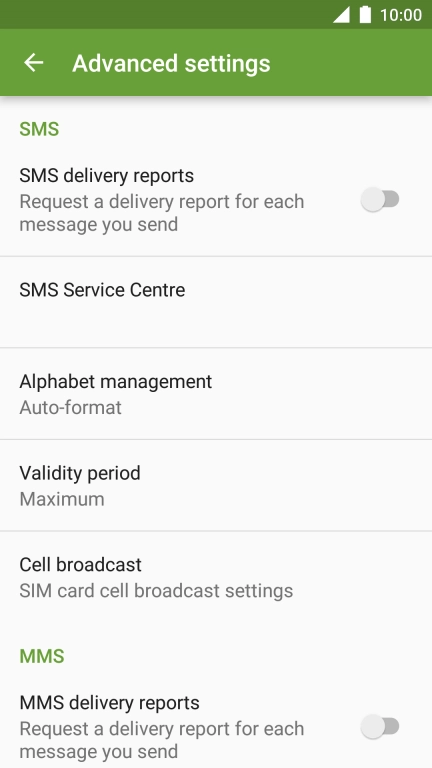 Press SMS Service Centre.