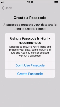 If you turn off the function, press Don't Use Passcode.