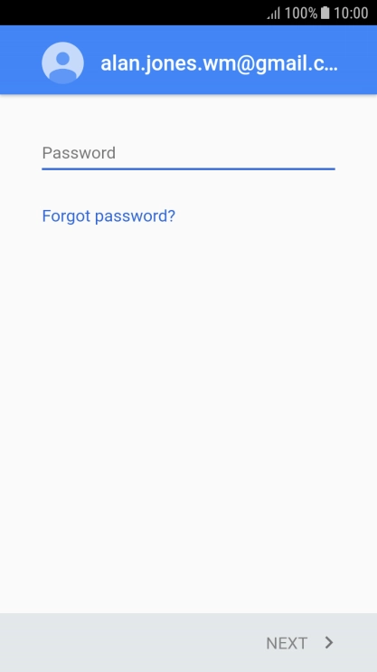 Press Password and key in the password for your Google account.