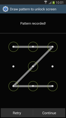 Slide your finger across the screen to connect at least four points and press .