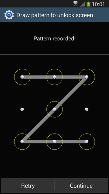 Slide your finger across the screen to connect at least four points and press .