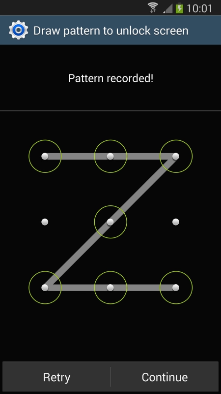 Slide your finger across the screen to connect at least four points and press .