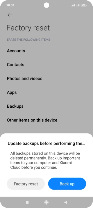 Press Factory reset.