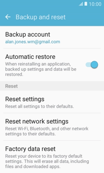Press Factory data reset.
