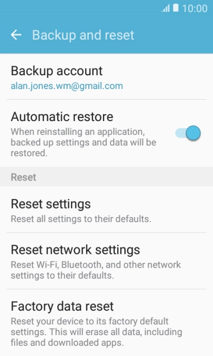 Press Factory data reset.