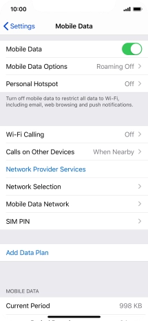 Press Mobile Data Options.