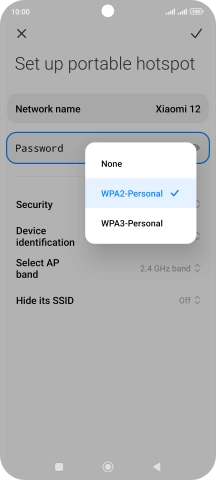Press WAP3-Personal to password protect your Wi-Fi hotspot.