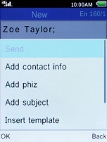 Select Send and press the Left selection key.