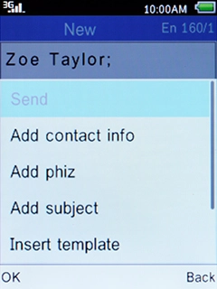 Select Send and press the Left selection key.