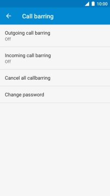 Press the required barring type.