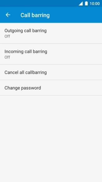 Press the required barring type.