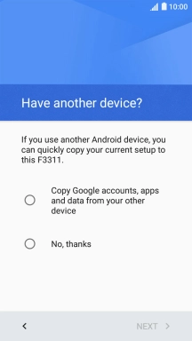 You can transfer the contents of another phone to your phone when it's activated for the first time and after a factory reset. When this screen is displayed, your phone is ready to transfer contents from another phone.