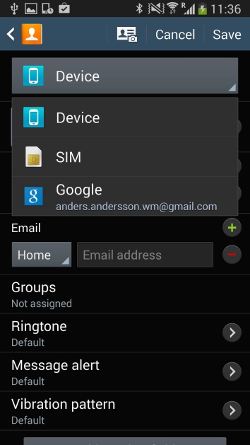 Press  to save the contact in your phone's address book.