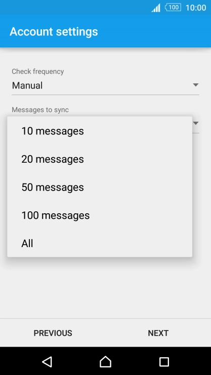 Press the required setting.