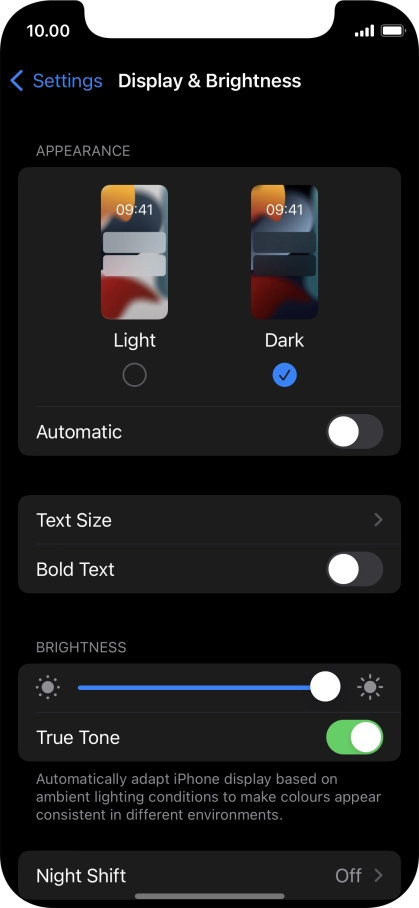 Press the indicator next to 