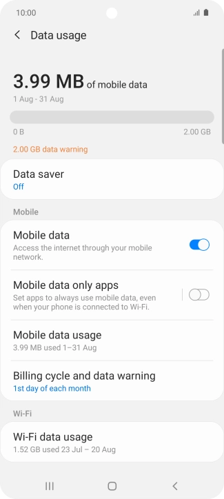 The total data usage is displayed.