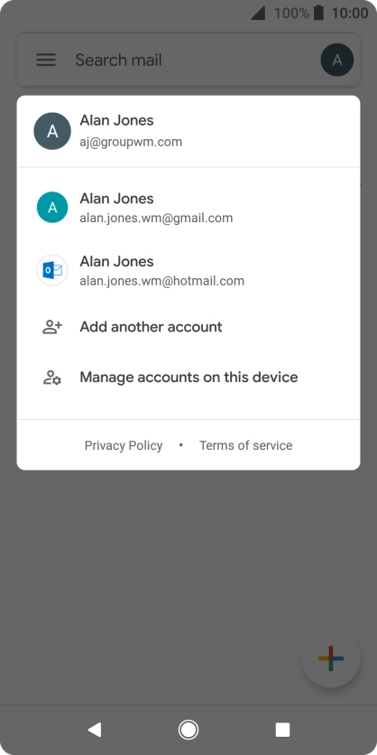 Press the required account.