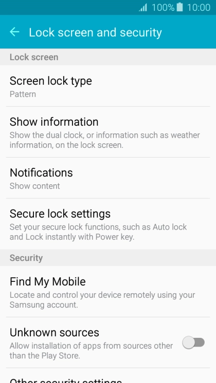 Press Screen lock type and key in the current phone lock code.
